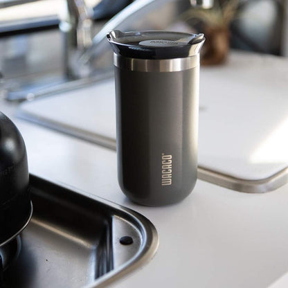 Octaroma Grande Vacuum Insulated Coffee Mug, 15 fl oz (435ml), Double-wall Stainless Steel Travel Tumbler With Drinking Lid, Dim Grey