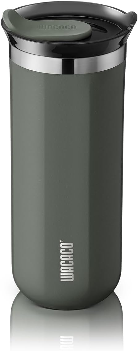 Octaroma Grande Vacuum Insulated Coffee Mug, 15 fl oz (435ml), Double-wall Stainless Steel Travel Tumbler With Drinking Lid, Dim Grey