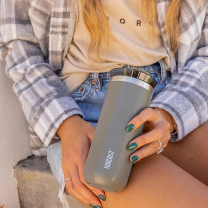 Octaroma Grande Vacuum Insulated Coffee Mug, 15 fl oz (435ml), Double-wall Stainless Steel Travel Tumbler With Drinking Lid, Dim Grey