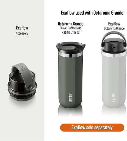 Octaroma Grande Vacuum Insulated Coffee Mug, 15 fl oz (435ml), Double-wall Stainless Steel Travel Tumbler With Drinking Lid, Dim Grey