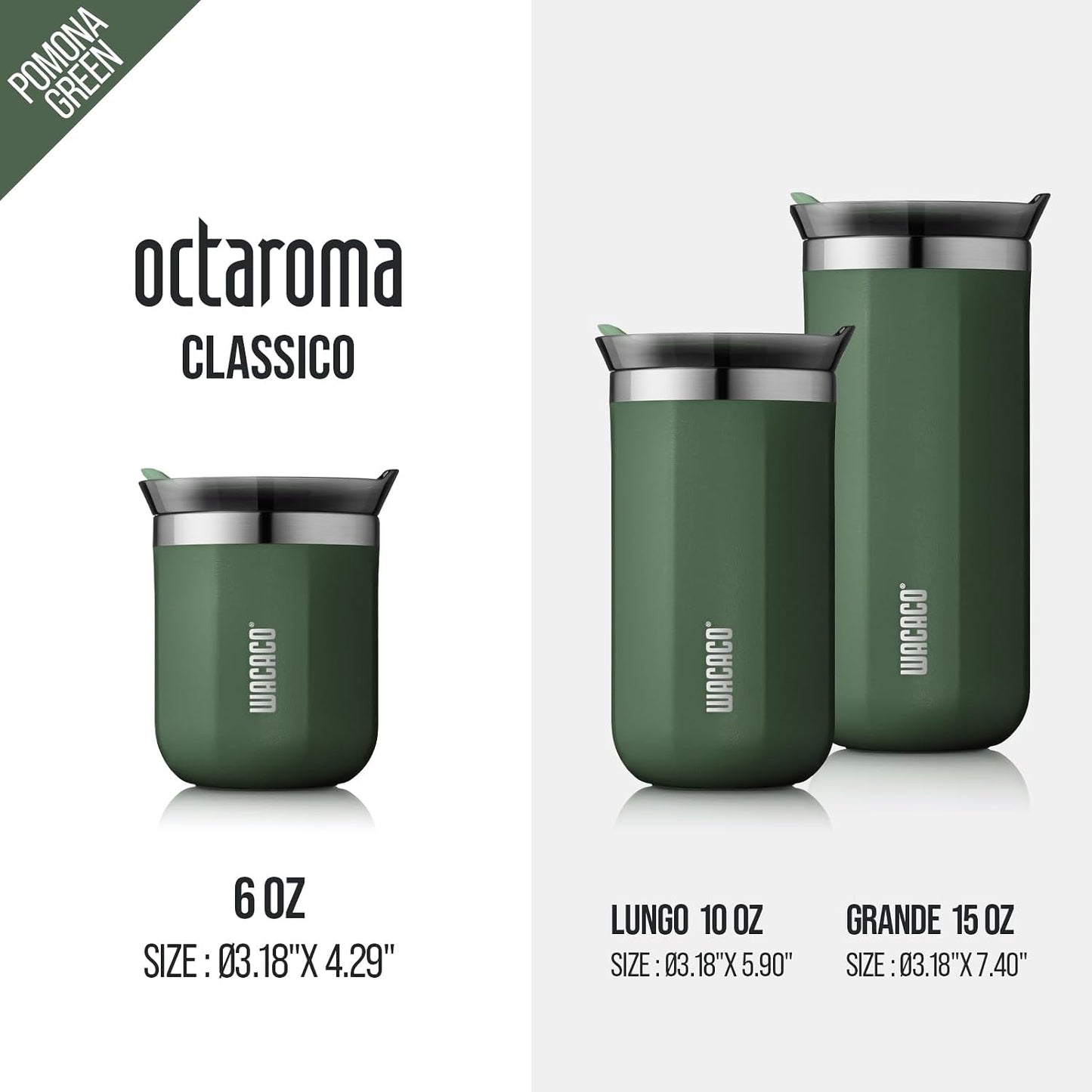 Octaroma Grande Vacuum Insulated Coffee Mug, 15 fl oz (435ml), Double-wall Stainless Steel Travel Tumbler With Drinking Lid, Dim Grey