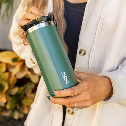 Octaroma Grande Vacuum Insulated Coffee Mug, 15 fl oz (435ml), Double-wall Stainless Steel Travel Tumbler With Drinking Lid, Dim Grey