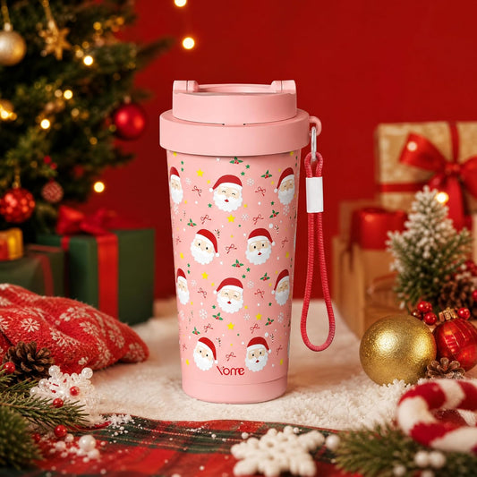 YOME 17oz Light Pink Ceramic Lined Insulated Travel Coffee Mug with Infuser for Women| One-handed Pop Open Lid | Stainless Steel |Keep Drinks Cold and Hot| 100% Leak Proof