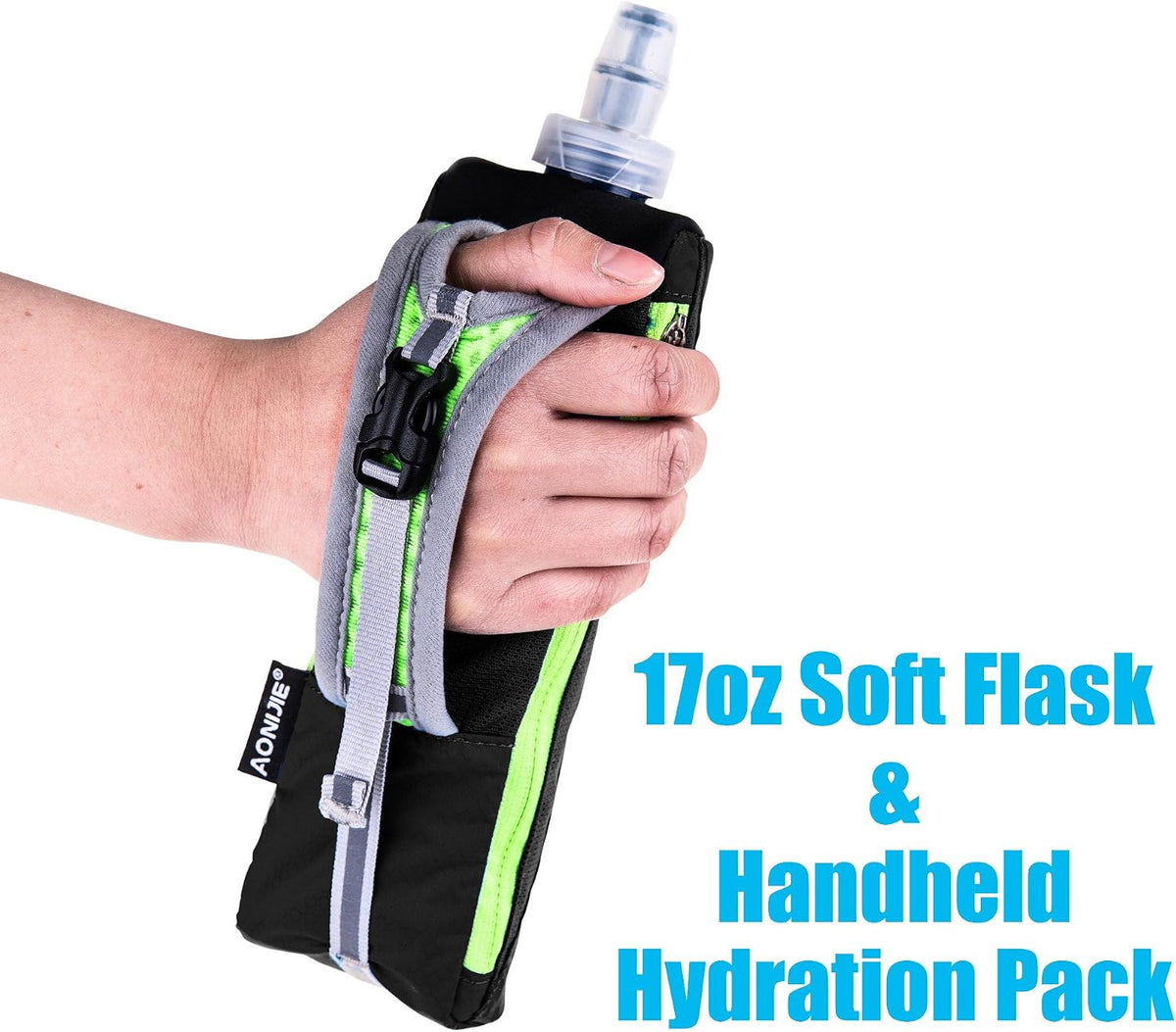 Quick Grip Chill 17 oz Handheld Soft Flask Water Bottle with Hydration Pack