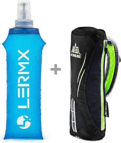 Quick Grip Chill 17 oz Handheld Soft Flask Water Bottle with Hydration Pack