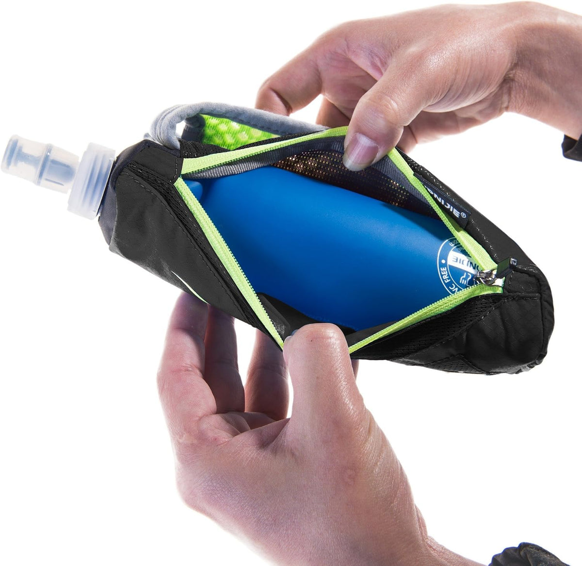 Quick Grip Chill 17 oz Handheld Soft Flask Water Bottle with Hydration Pack