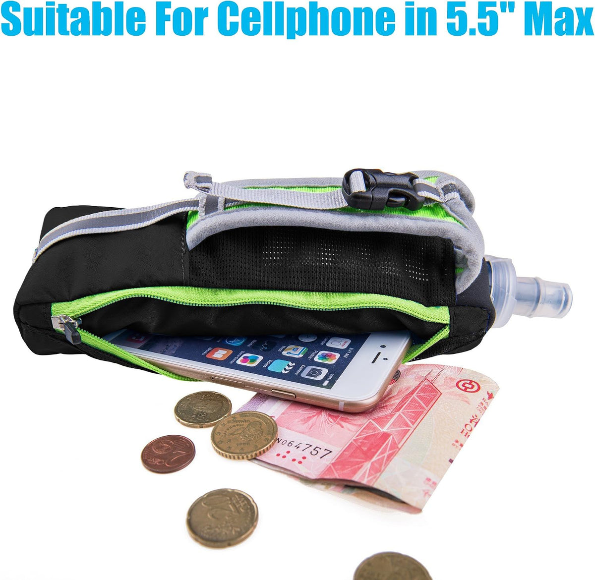 Quick Grip Chill 17 oz Handheld Soft Flask Water Bottle with Hydration Pack