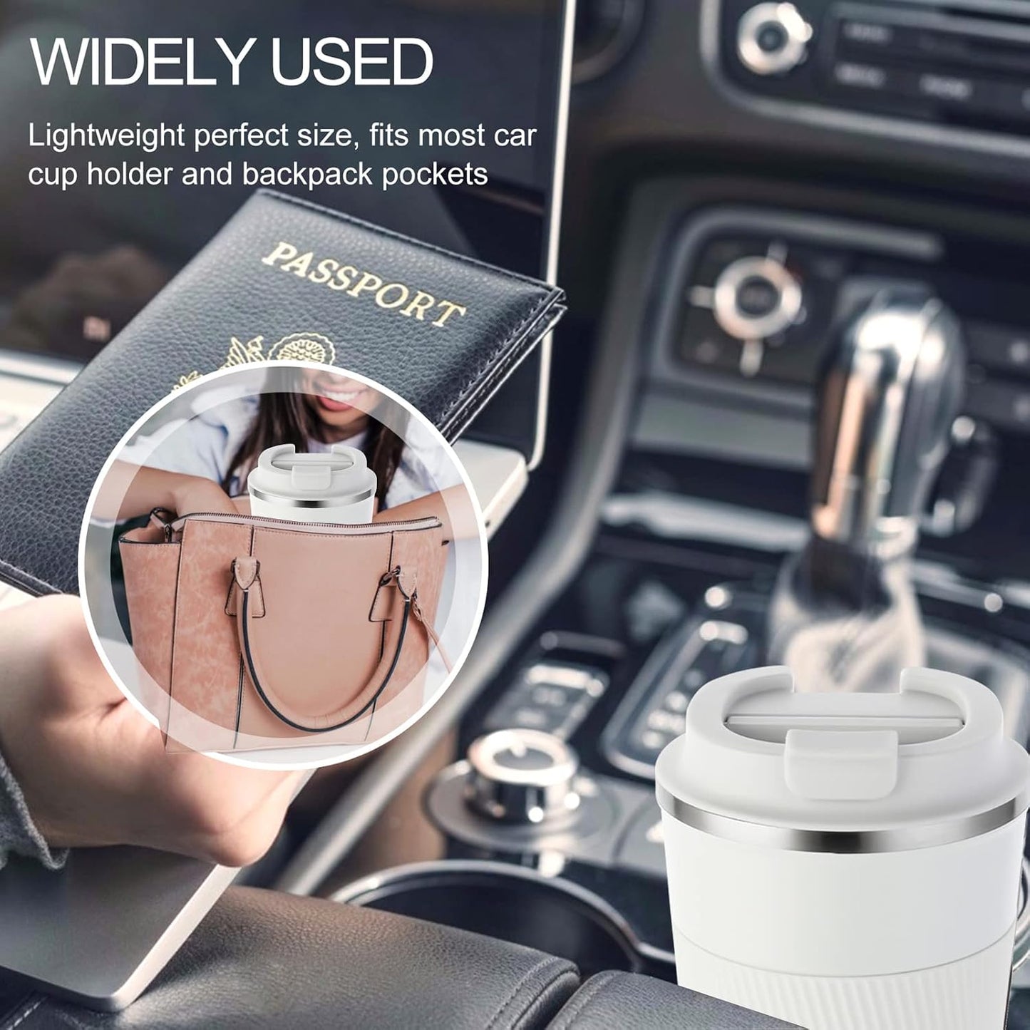 GEMFUL 13oz Travel Coffee Mugs, Insulated Stainless Steel Set (2 Pack) | Double-wall Vacuum Insulation, 380ml, Leak-proof Lids, Bpa-free, for Couple/friends, Hot/cold For Commute/Office, Easy Clean