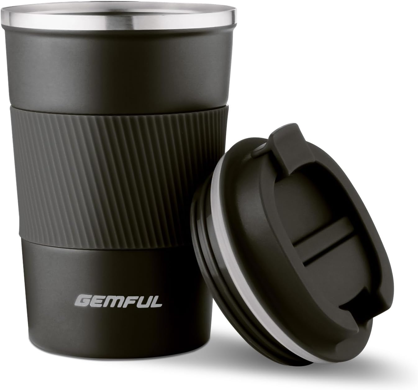 GEMFUL 13oz Travel Coffee Mugs, Insulated Stainless Steel Set (2 Pack) | Double-wall Vacuum Insulation, 380ml, Leak-proof Lids, Bpa-free, for Couple/friends, Hot/cold For Commute/Office, Easy Clean