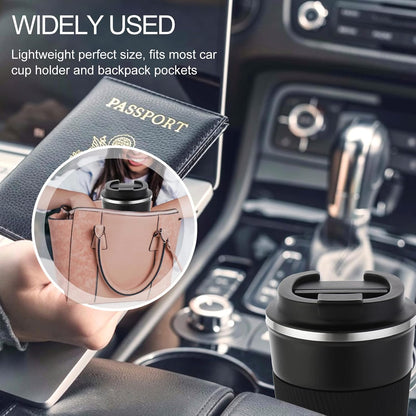 GEMFUL 13oz Travel Coffee Mugs, Insulated Stainless Steel Set (2 Pack) | Double-wall Vacuum Insulation, 380ml, Leak-proof Lids, Bpa-free, for Couple/friends, Hot/cold For Commute/Office, Easy Clean