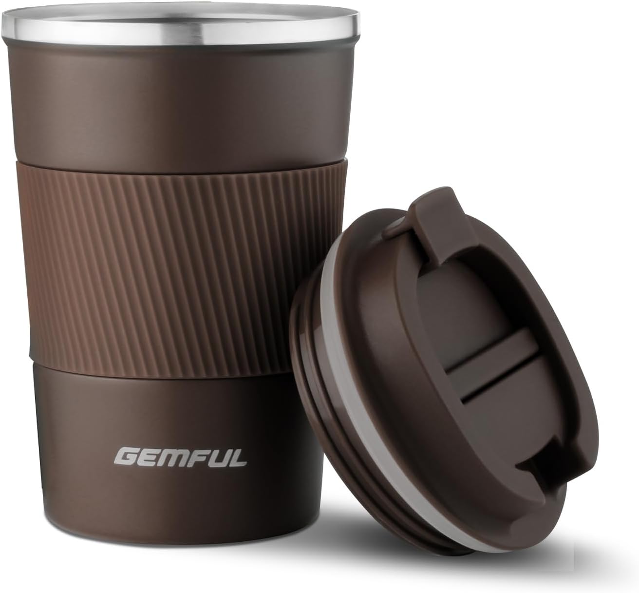 GEMFUL 13oz Travel Coffee Mugs, Insulated Stainless Steel Set (2 Pack) | Double-wall Vacuum Insulation, 380ml, Leak-proof Lids, Bpa-free, for Couple/friends, Hot/cold For Commute/Office, Easy Clean