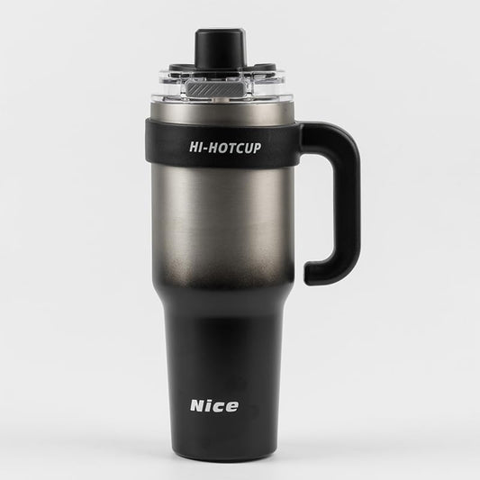 40 oz Tumbler with Handle and Pop-Up Straw, Insulated Stainless Steel Water Bottle with Dust Cover & Tea Infuser, Leakproof Cup Holder Friendly Travel Mug for Commute & Gym