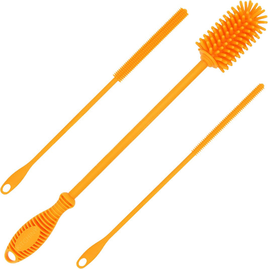 Silicone Bottle Brush 12.5 inch with 2 Straw Cleaners – Orange