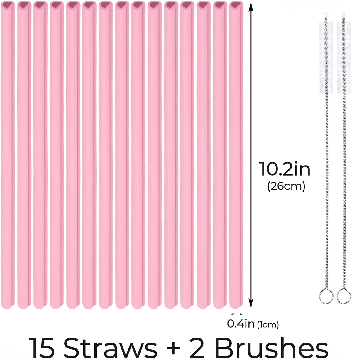 15PCS Heart Shaped Silicone Straws Fit for Stanley 40 30 20oz Cup