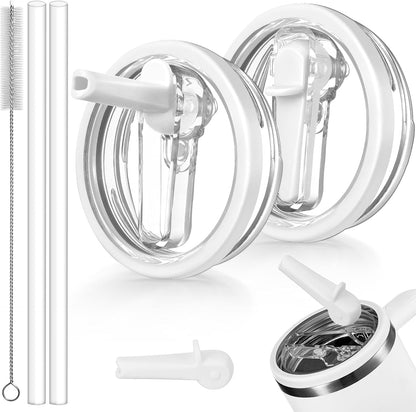2 Pack Detachable Flip Straw Lid Replacement 40 oz for Stanley Quencher H2.0 ProTour | Stanley Cup Accessories, Flip Top, Deep Cleaning, Leakproof, Spill Proof, BPA Free (Beige, Beige) - Colors B