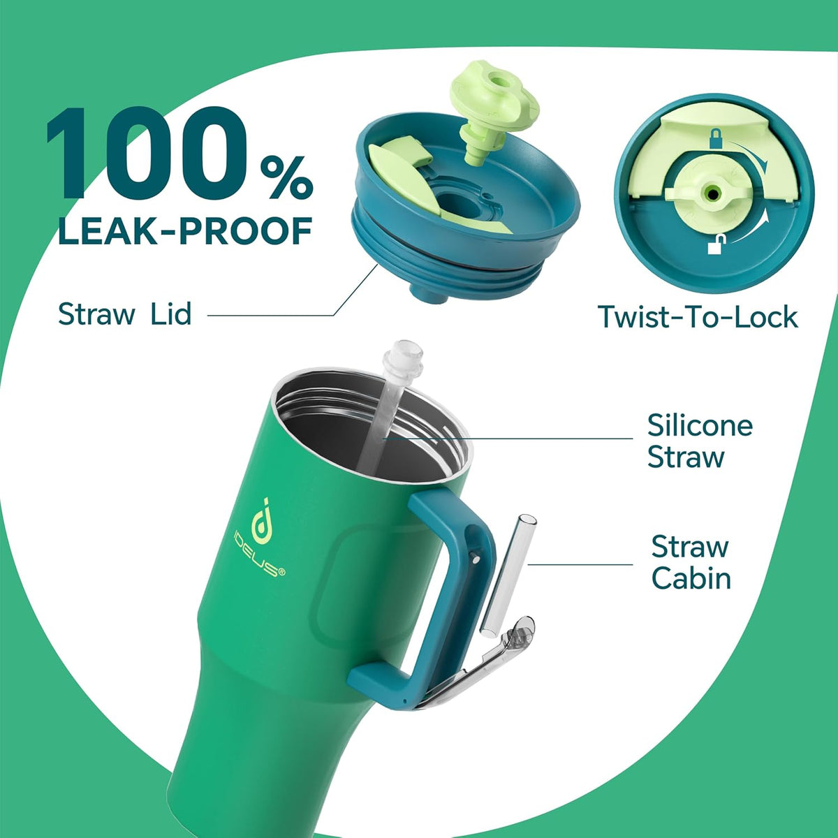 20 oz Tumbler, Travel Coffee Mug with Splash Proof Sliding Lid, Double Wall Stainless Steel Vacuum Insulated Coffee Mug for Home and Office, Keep Beverages Hot or Cold, Avocado Green