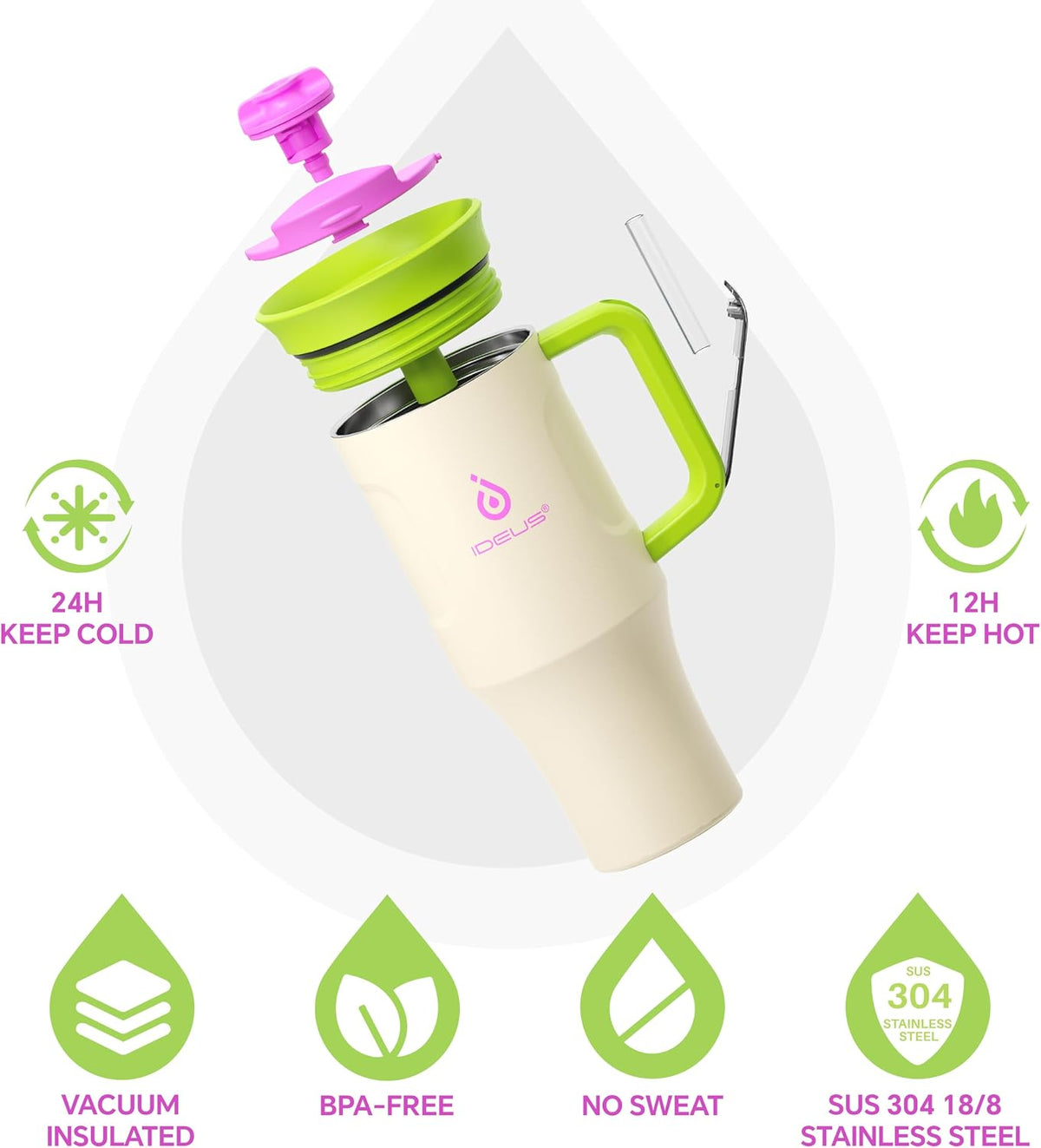 20 oz Tumbler, Travel Coffee Mug with Splash Proof Sliding Lid, Double Wall Stainless Steel Vacuum Insulated Coffee Mug for Home and Office, Keep Beverages Hot or Cold, Avocado Green