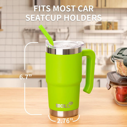 16 oz Tumbler with Handle, BPA-Free,Black | Premium Stainless Steel Double Wall Construction, Sweat-Free Body, Preserves Cold & Hot Drinks for Extended Hours