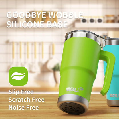 16 oz Tumbler with Handle, BPA-Free,Black | Premium Stainless Steel Double Wall Construction, Sweat-Free Body, Preserves Cold & Hot Drinks for Extended Hours