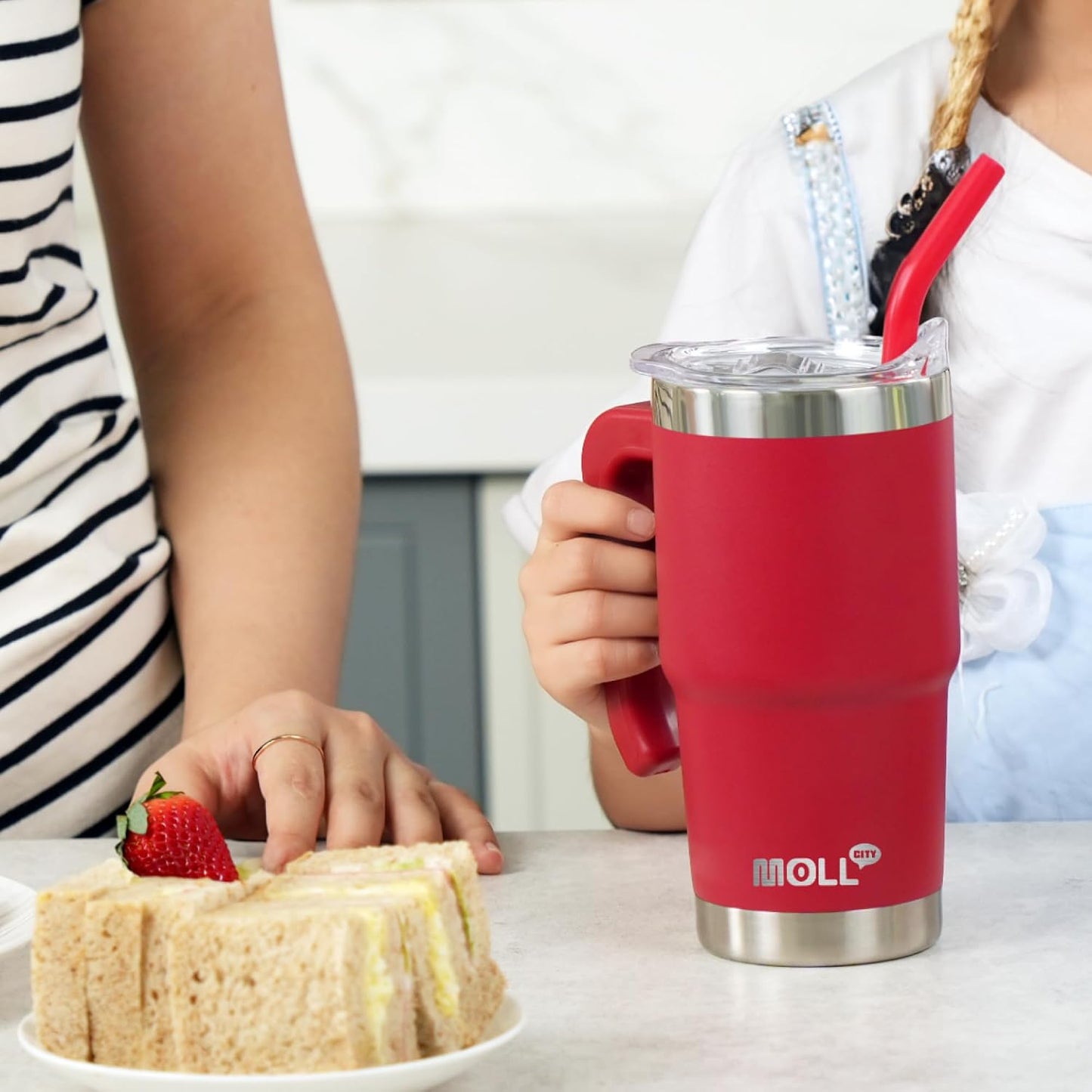16 oz Tumbler with Handle, BPA-Free,Black | Premium Stainless Steel Double Wall Construction, Sweat-Free Body, Preserves Cold & Hot Drinks for Extended Hours
