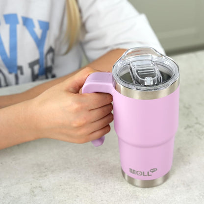 16 oz Tumbler with Handle, BPA-Free,Black | Premium Stainless Steel Double Wall Construction, Sweat-Free Body, Preserves Cold & Hot Drinks for Extended Hours
