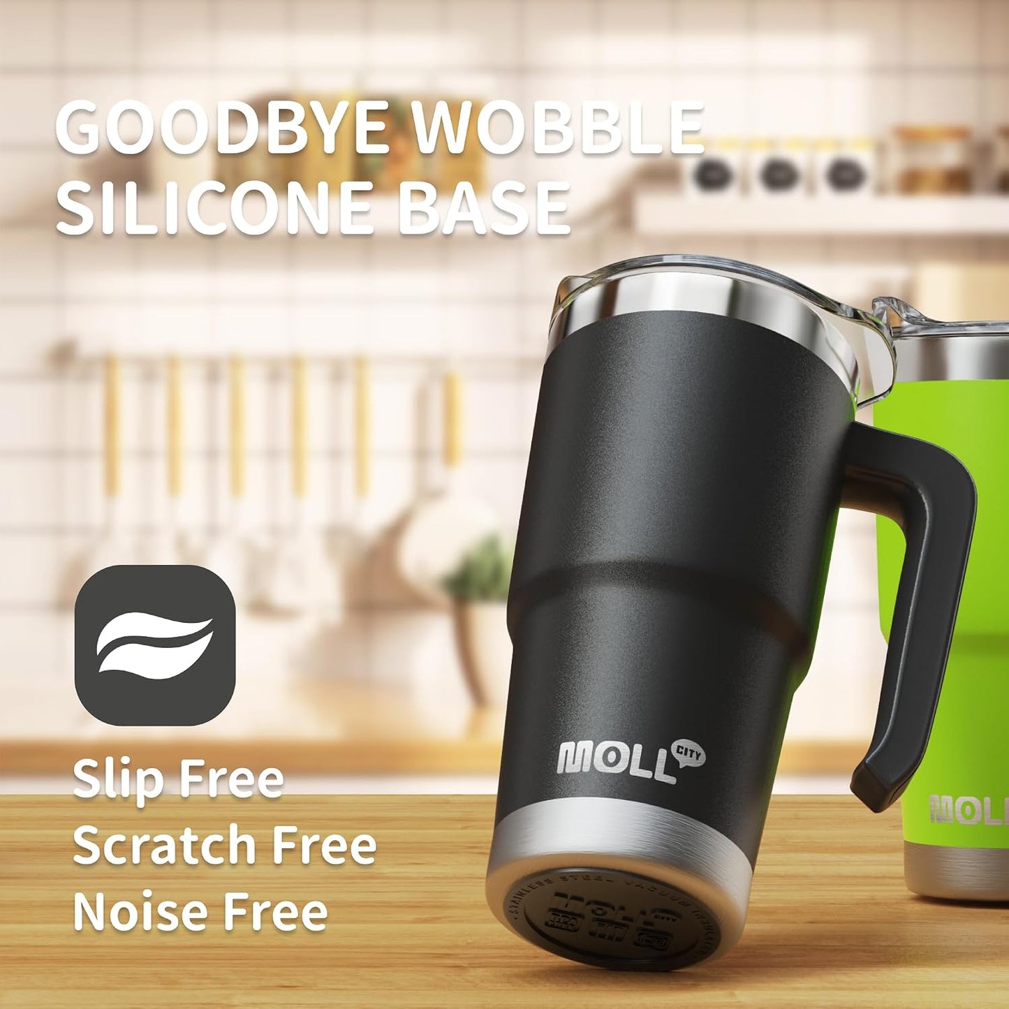 16 oz Tumbler with Handle, BPA-Free,Black | Premium Stainless Steel Double Wall Construction, Sweat-Free Body, Preserves Cold & Hot Drinks for Extended Hours