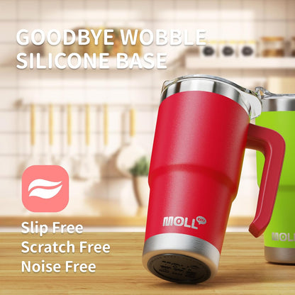 16 oz Tumbler with Handle, BPA-Free,Black | Premium Stainless Steel Double Wall Construction, Sweat-Free Body, Preserves Cold & Hot Drinks for Extended Hours