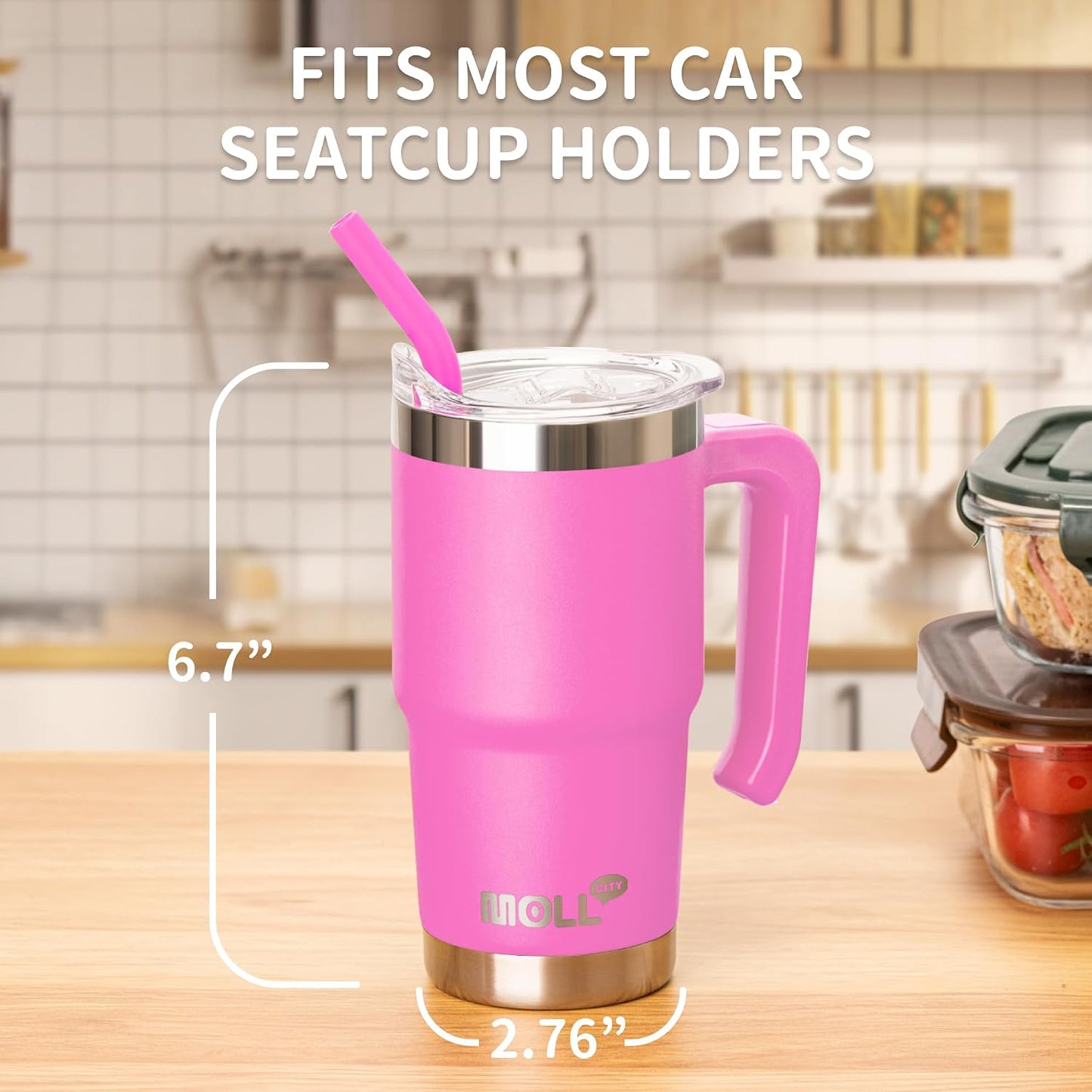 16 oz Tumbler with Handle, BPA-Free,Black | Premium Stainless Steel Double Wall Construction, Sweat-Free Body, Preserves Cold & Hot Drinks for Extended Hours