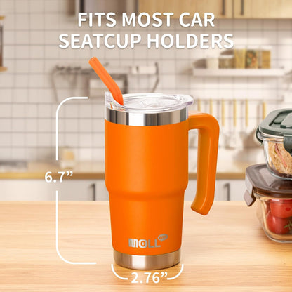 16 oz Tumbler with Handle, BPA-Free,Black | Premium Stainless Steel Double Wall Construction, Sweat-Free Body, Preserves Cold & Hot Drinks for Extended Hours