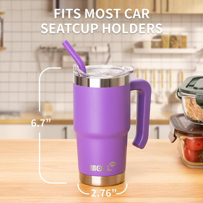16 oz Tumbler with Handle, BPA-Free,Black | Premium Stainless Steel Double Wall Construction, Sweat-Free Body, Preserves Cold & Hot Drinks for Extended Hours