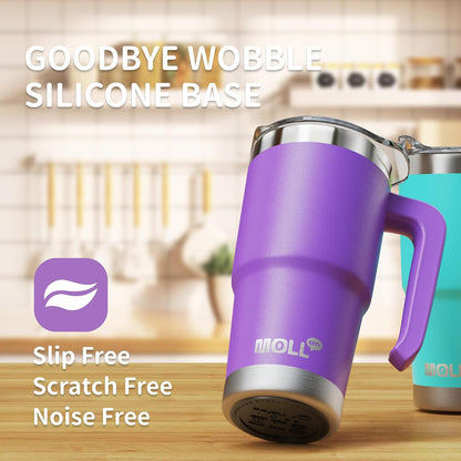 16 oz Tumbler with Handle, BPA-Free,Black | Premium Stainless Steel Double Wall Construction, Sweat-Free Body, Preserves Cold & Hot Drinks for Extended Hours