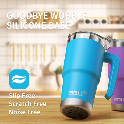 16 oz Tumbler with Handle, BPA-Free,Black | Premium Stainless Steel Double Wall Construction, Sweat-Free Body, Preserves Cold & Hot Drinks for Extended Hours