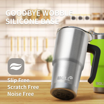 16 oz Tumbler with Handle, BPA-Free,Black | Premium Stainless Steel Double Wall Construction, Sweat-Free Body, Preserves Cold & Hot Drinks for Extended Hours