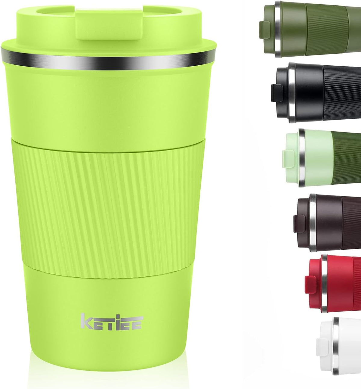 Travel Coffee Mug Spill Proof 12oz, Insulated Travel Mug to Go, Reusable Coffee Cup with Seal Lid, Vacuum Stainless Steel Tumbler for Hot/Cold Drinks (Red)