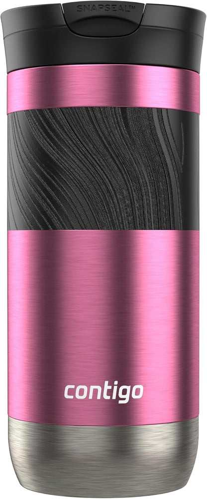 Byron 2.0 Stainless Steel Travel Mug with Snapseal Lid and Grip, 24oz, Midnight Berry, BPA Free and Leak Proof