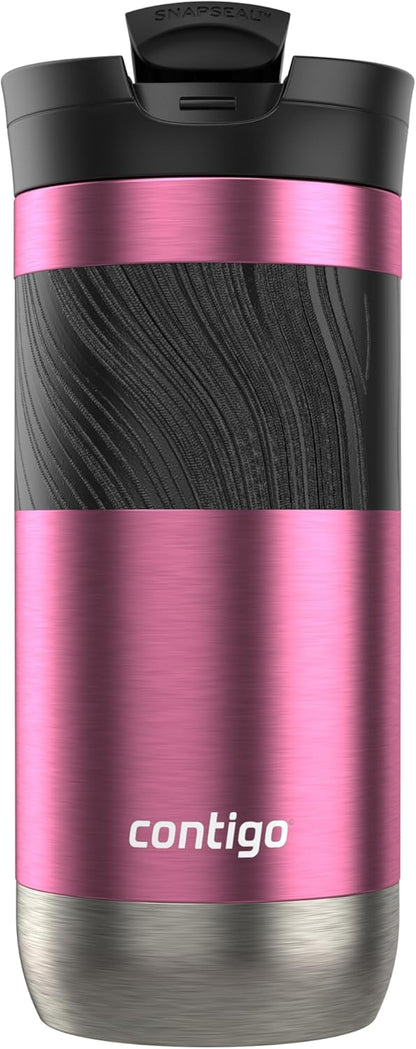 Byron 2.0 Stainless Steel Travel Mug with Snapseal Lid and Grip, 24oz, Midnight Berry, BPA Free and Leak Proof