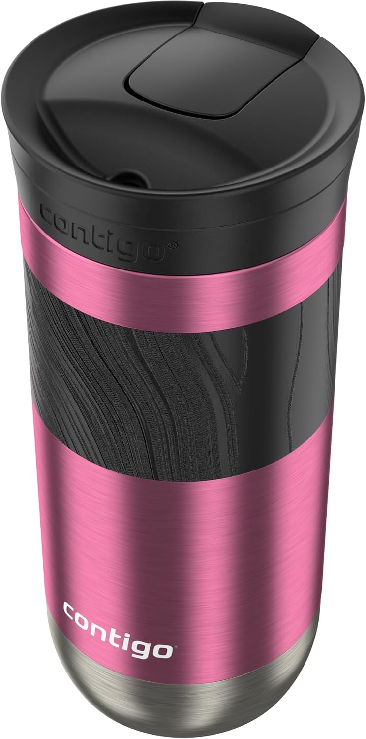 Byron 2.0 Stainless Steel Travel Mug with Snapseal Lid and Grip, 24oz, Midnight Berry, BPA Free and Leak Proof