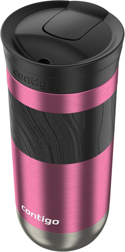 Byron 2.0 Stainless Steel Travel Mug with Snapseal Lid and Grip, 24oz, Midnight Berry, BPA Free and Leak Proof