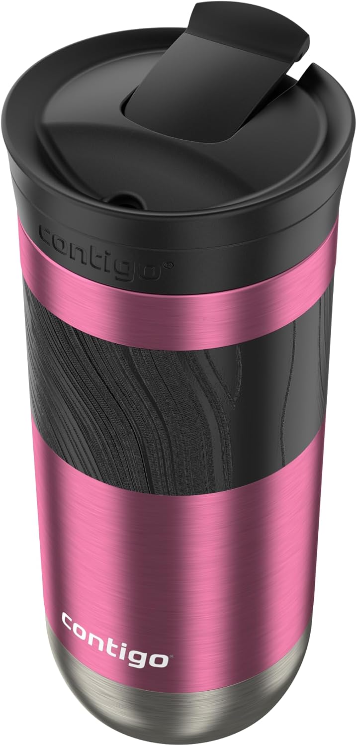 Byron 2.0 Stainless Steel Travel Mug with Snapseal Lid and Grip, 24oz, Midnight Berry, BPA Free and Leak Proof
