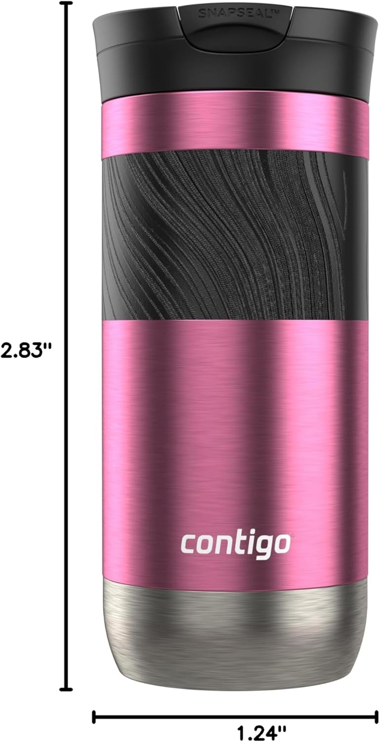 Byron 2.0 Stainless Steel Travel Mug with Snapseal Lid and Grip, 24oz, Midnight Berry, BPA Free and Leak Proof