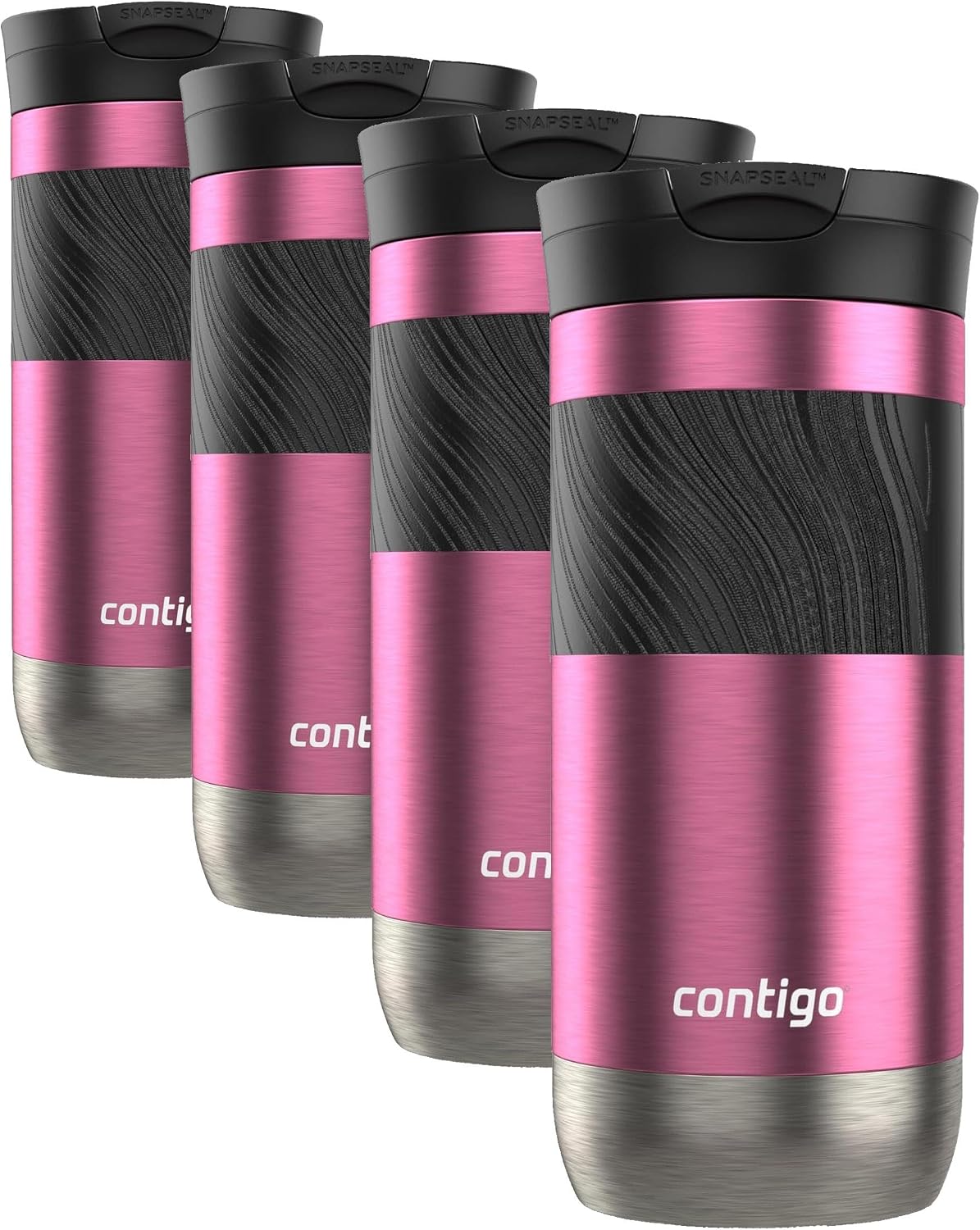 Byron 2.0 Stainless Steel Travel Mug with Snapseal Lid and Grip, 24oz, Midnight Berry, BPA Free and Leak Proof