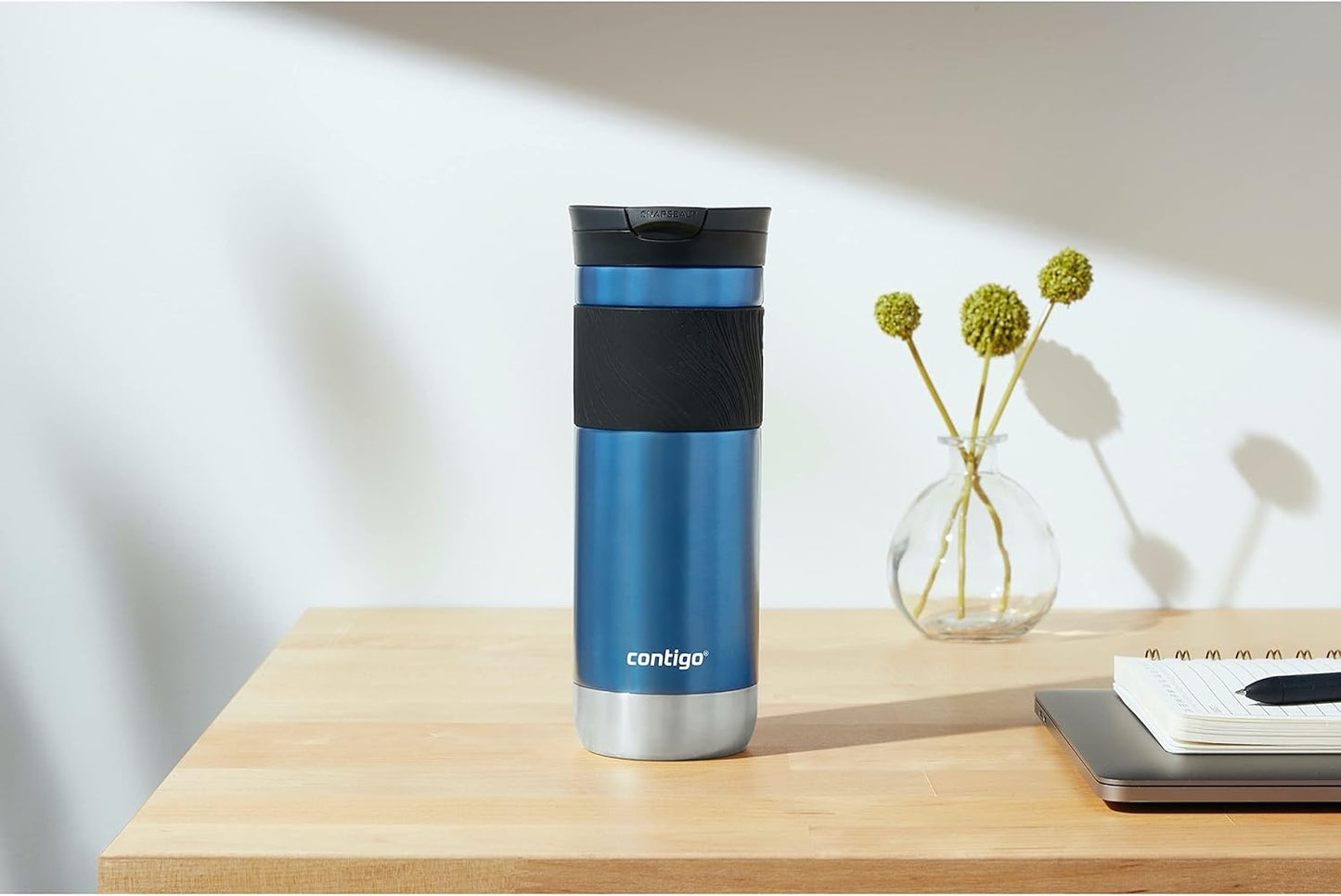 Byron 2.0 Stainless Steel Travel Mug with Snapseal Lid and Grip, 24oz, Midnight Berry, BPA Free and Leak Proof