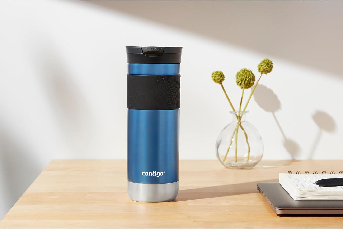 Byron 2.0 Stainless Steel Travel Mug with Snapseal Lid and Grip, 24oz, Midnight Berry, BPA Free and Leak Proof