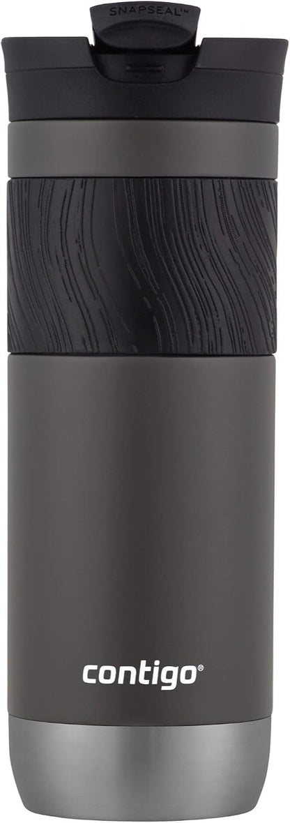 Byron 2.0 Stainless Steel Travel Mug with Snapseal Lid and Grip, 24oz, Midnight Berry, BPA Free and Leak Proof
