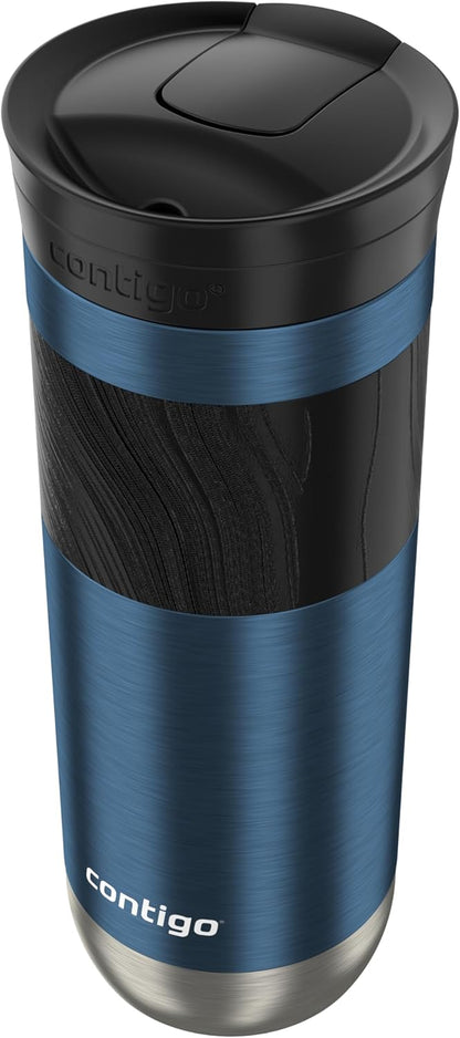 Byron 2.0 Stainless Steel Travel Mug with Snapseal Lid and Grip, 24oz, Midnight Berry, BPA Free and Leak Proof
