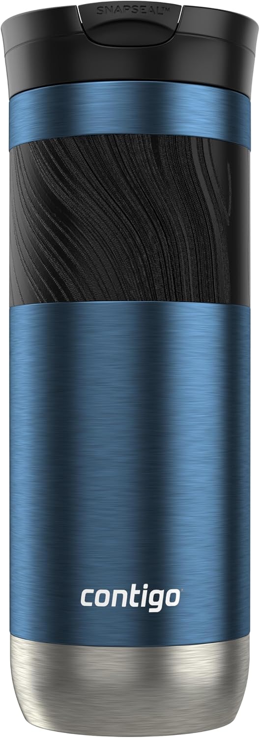 Byron 2.0 Stainless Steel Travel Mug with Snapseal Lid and Grip, 24oz, Midnight Berry, BPA Free and Leak Proof