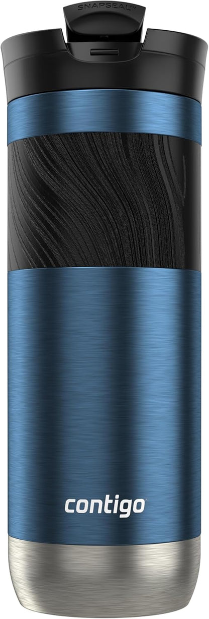 Byron 2.0 Stainless Steel Travel Mug with Snapseal Lid and Grip, 24oz, Midnight Berry, BPA Free and Leak Proof
