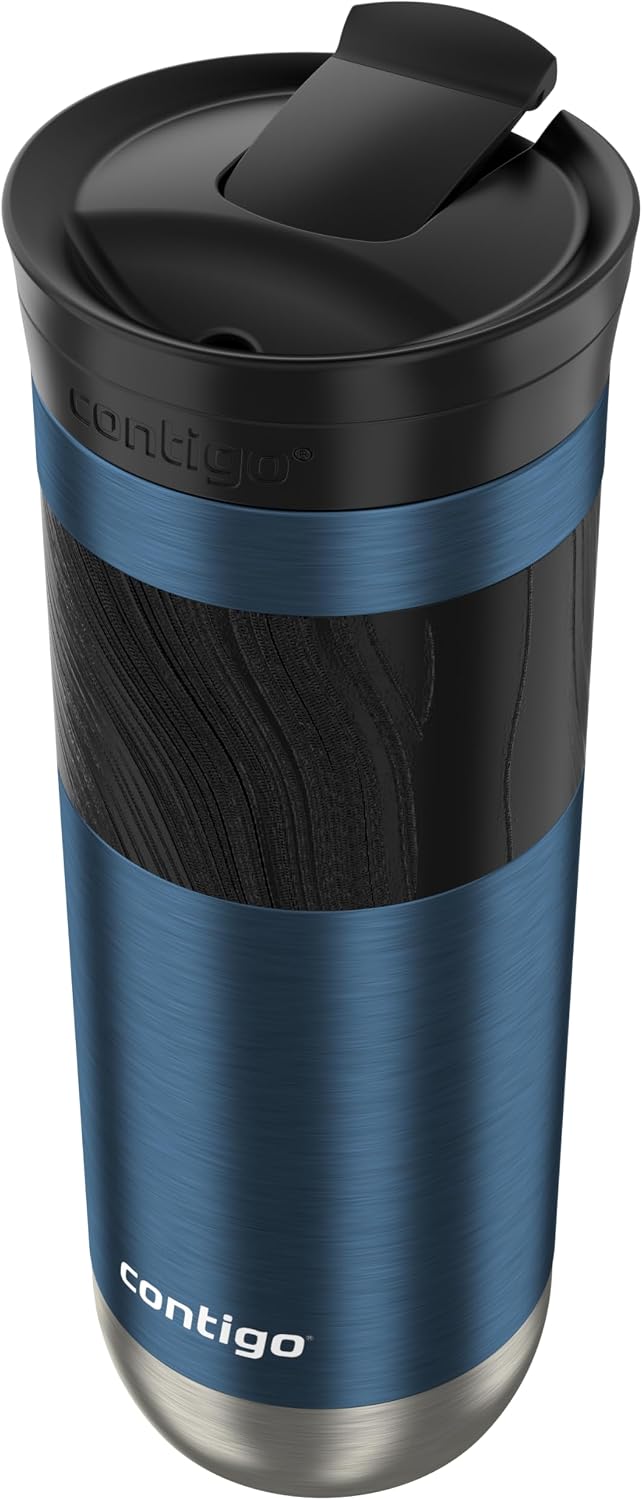 Byron 2.0 Stainless Steel Travel Mug with Snapseal Lid and Grip, 24oz, Midnight Berry, BPA Free and Leak Proof