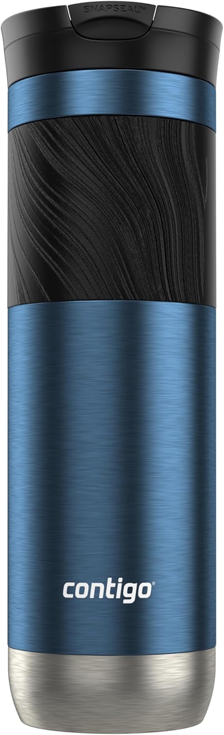 Byron 2.0 Stainless Steel Travel Mug with Snapseal Lid and Grip, 24oz, Midnight Berry, BPA Free and Leak Proof