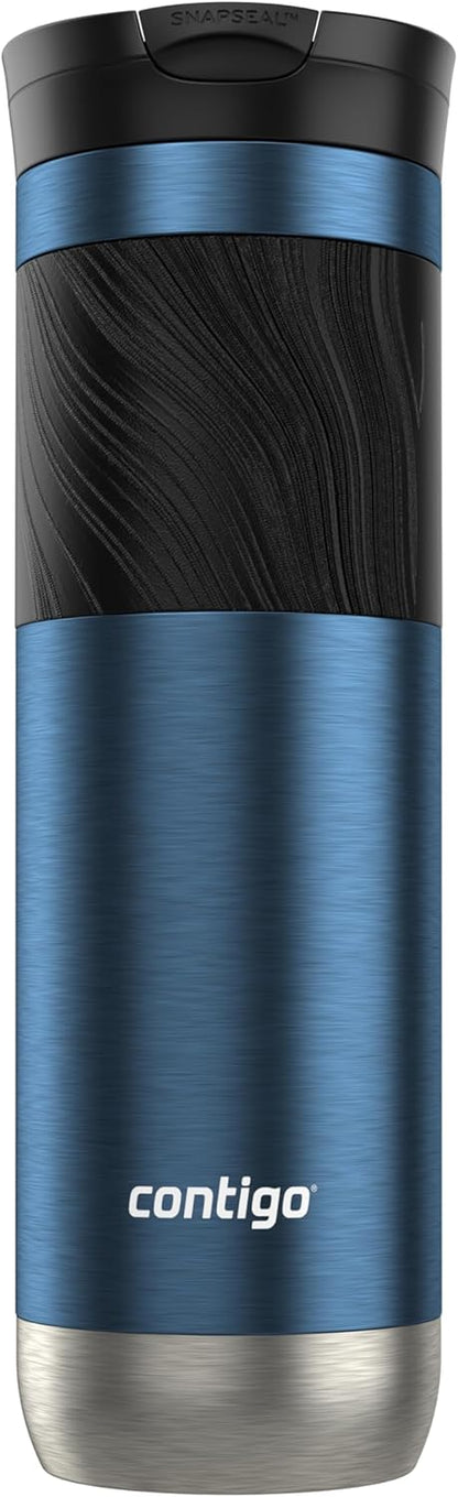 Byron 2.0 Stainless Steel Travel Mug with Snapseal Lid and Grip, 24oz, Midnight Berry, BPA Free and Leak Proof